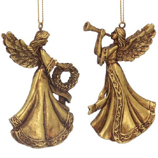 INDENT - Pack 12, Resin Old Gold Angel 10cm