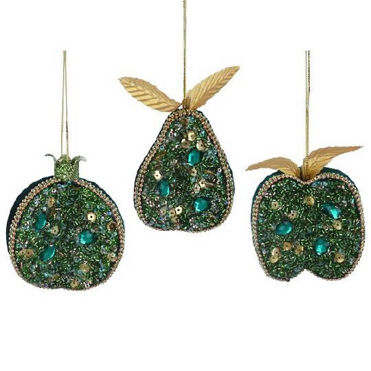 INDENT - Pack 12, Poly Sequin Glitter Fruit Green 13cm