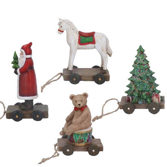 INDENT - Pack 4, Resin Classical Pull Toys 14cm