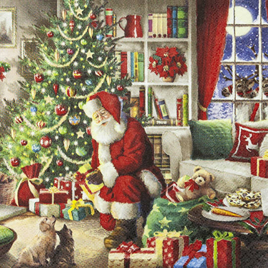 SPECIAL - 2 FOR 1, Paper Napkins 33cm, Santa Brings Gifts *ETA Nov