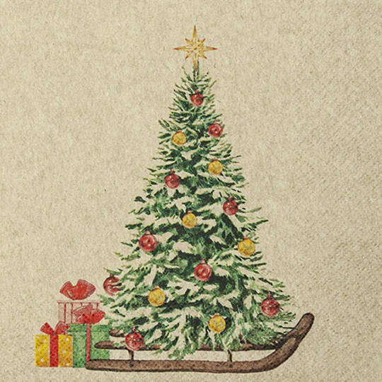 Paper Napkins 33cm Eco, Tree on Sled *ETA Nov