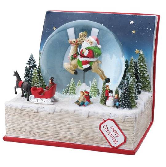 INDENT - Snow Globe Book, Santa 18cm