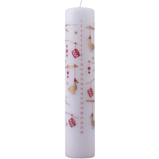 Advent Candle White, Geese & Drums 25cm *ETA NOV