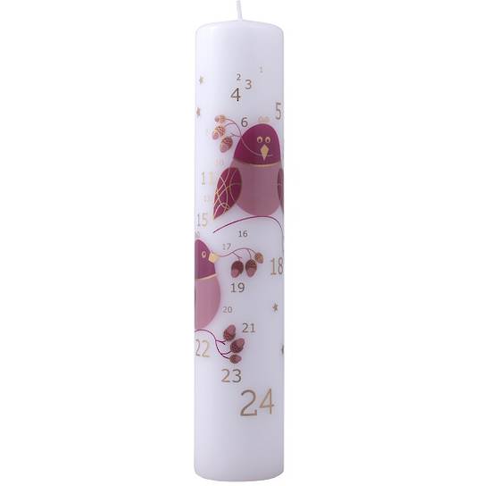 Advent Candle White, Acorns & Birds 25cm *ETA NOV