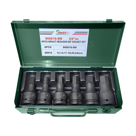 Hans 3/4Dr 12-24mm 6pc Impact HexBit Socket Set