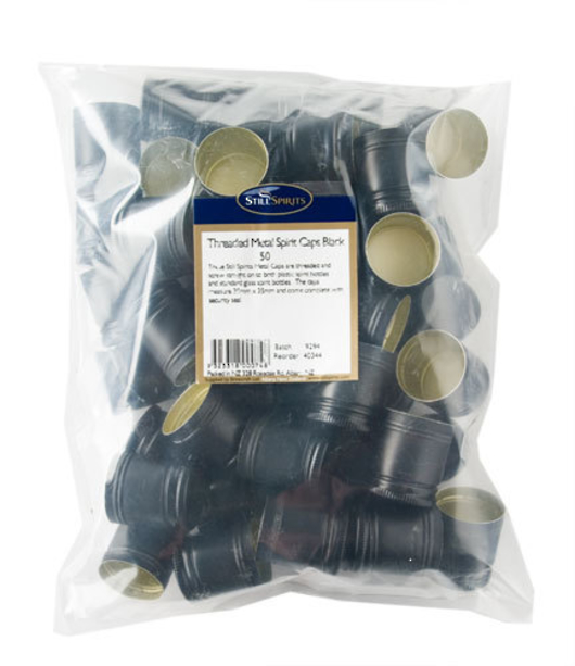 Still Spirits Threaded Metal Spirit Caps, BLACK x 50 image 0