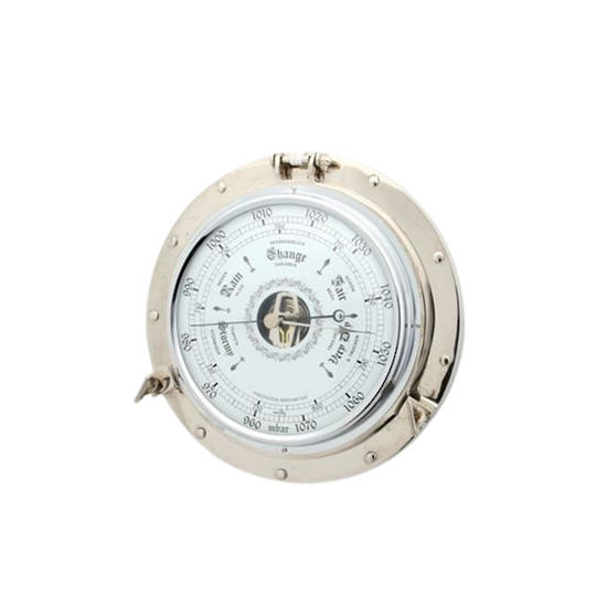 PORTHOLE BAROMETER POLISHED NICKEL 220MM