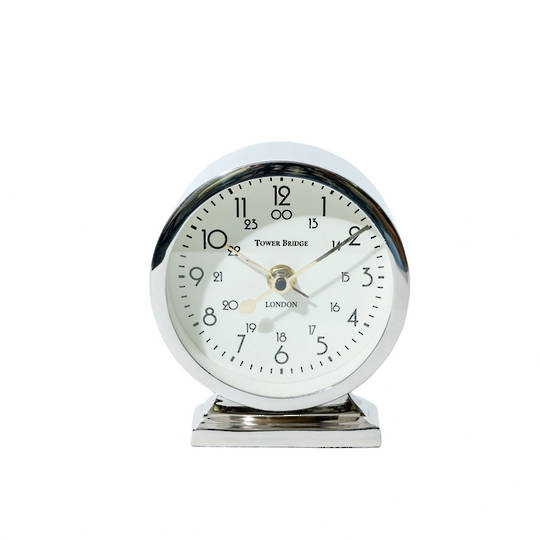 TOWER BRIDGE TABLE CLOCK POLISHED NICKEL