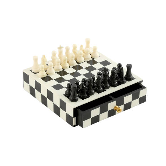 CHESS DRAWER BOX SET BLACK & WHITE