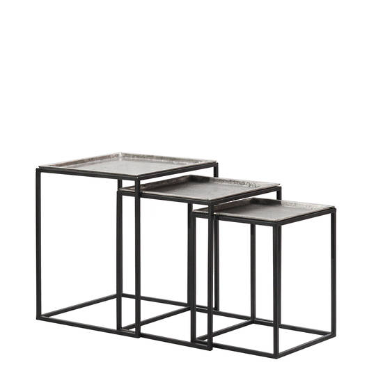 LISBON ALUMINIUM AND IRON SIDE TABLE SET/3