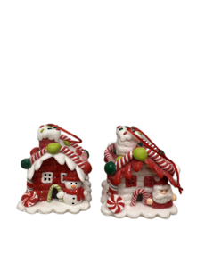 Pair 8.2cmh LED gingerbread house