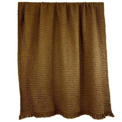 100% Cotton Honeycomb Throw 130x200cm  Bronze/Gold