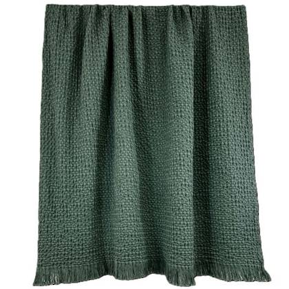 100% Cotton Honeycomb Throw 130x200cm  Blue-Green