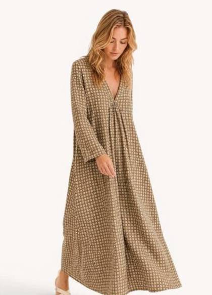 Palladio 100% Block Print Cotton Dress  Aankh Khaki (due late July - Order Now)