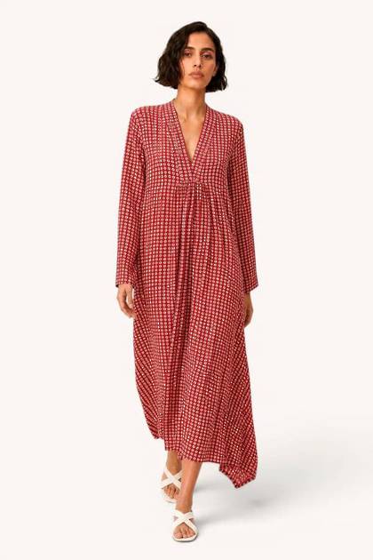 Palladio 100% Block Print Cotton Dress  Aankh Red (due late July - Order Now)