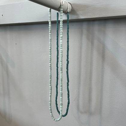 Recycled Glass Bead Strands  Set of 2 in Greens