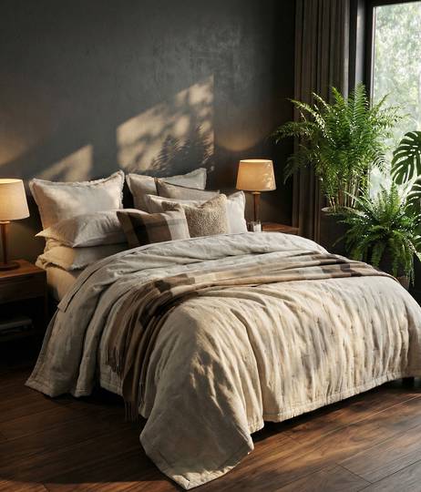 MM Linen Laundered Linen Bedspread Set | Natural | MM Linen Bedding NZ