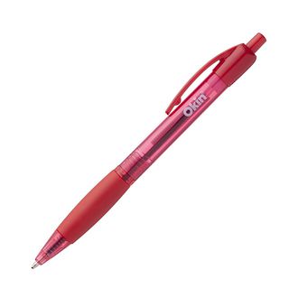Okin Ballpoint Retractable Pen with Grip Medium Red Each