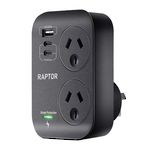 Raptor 2 Way Surge Adaptor 2x USB-C 45W PD 1x 36W USB-A Ports