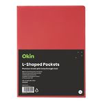 Okin L Shaped Pockets A4 Red, Pack of 12