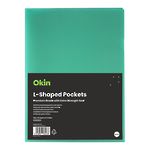 Okin L Shaped Pockets A4 Green, Pack of 12
