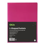 Okin L Shaped Pockets A4 Pink, Pack of 12