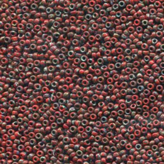 Miyuki size 11 round, 4513: Opaque Garnet Matte Picasso (7 grams)