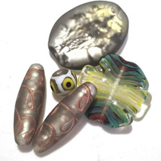 Queen Mum's Destash 2 - Czech Lampwork Beads - 30mm - 35mm