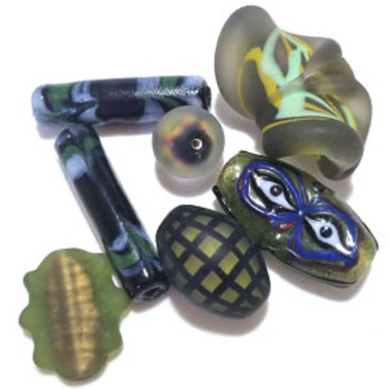 Queen Mum's Destash 29 - Czech and Indian Lampwork Beads - 12mm - 34mm