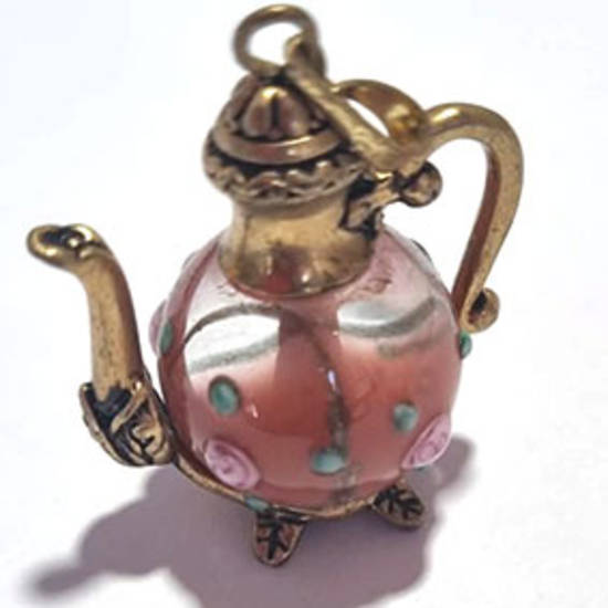 Queen Mum's Destash 42 - Czech Lampwork Bead Teapot with bail - 28mm x 32mm