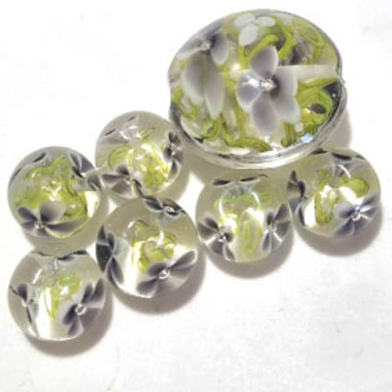 Queen Mum's Destash 9 - Australian Lampwork Bead - 12mm rhondelles with 26mm cushion