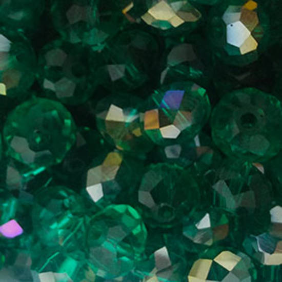 Chinese Glass Facet, 8mm rhondelle, Emerald AB