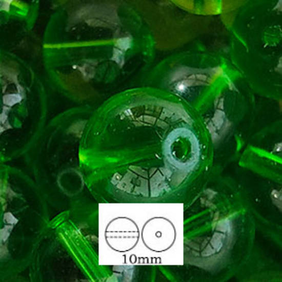 Glass Druk (Tiffany) Round Bead: 10mm - Grass Green