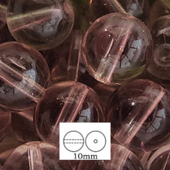 Glass Druk (Tiffany) Round Bead: 10mm - Light Amethyst