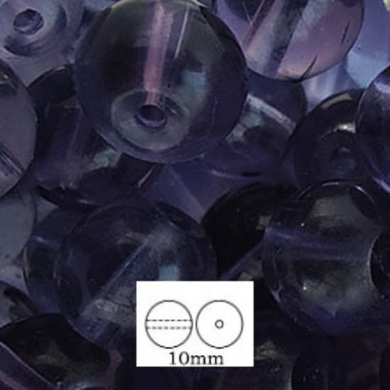 Glass Druk (Tiffany) Round Bead: 10mm - Tanzanite