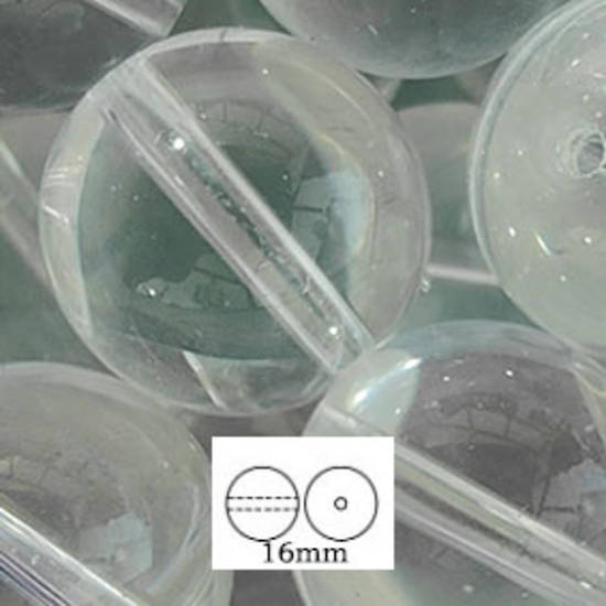 Glass Druk (Tiffany) Round Bead: 16mm - Crystal Clear