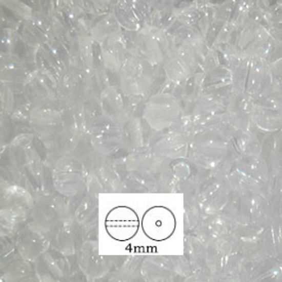 Glass Druk (Tiffany) Round Bead: 4mm - Clear Crystal