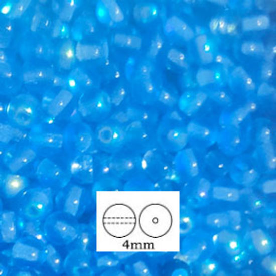 Glass Druk (Tiffany) Round Bead: 4mm - Light Sapphire AB