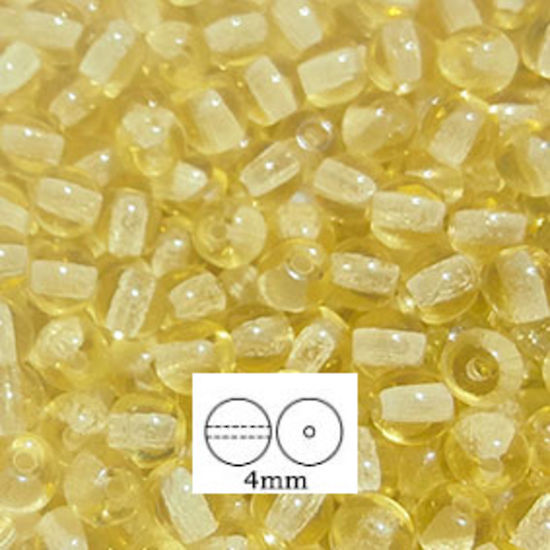 Glass Druk (Tiffany) Round Bead: 4mm - Light Topaz