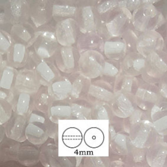 Glass Druk (Tiffany) Round Bead: 4mm - Pale Pink