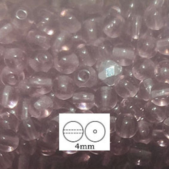 Glass Druk (Tiffany) Round Bead: 4mm - Amethyst