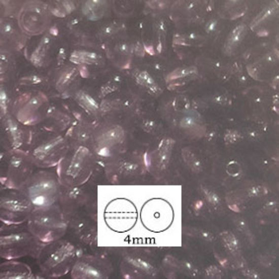 Glass Druk (Tiffany) Round Bead: 4mm - Darker Amethyst