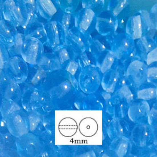 Glass Druk (Tiffany) Round Bead: 4mm - Light Sapphire