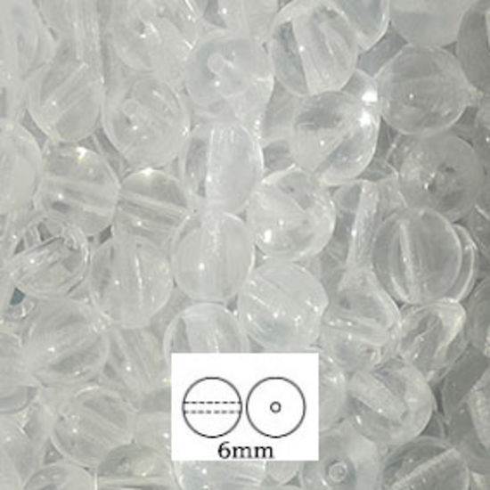 Glass Druk (Tiffany) Round Bead: 6mm - Crystal