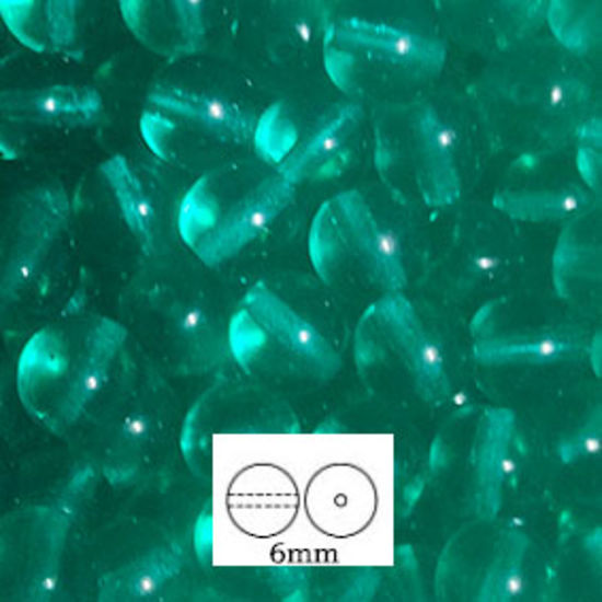 Glass Druk (Tiffany) Round Bead: 6mm - Teal