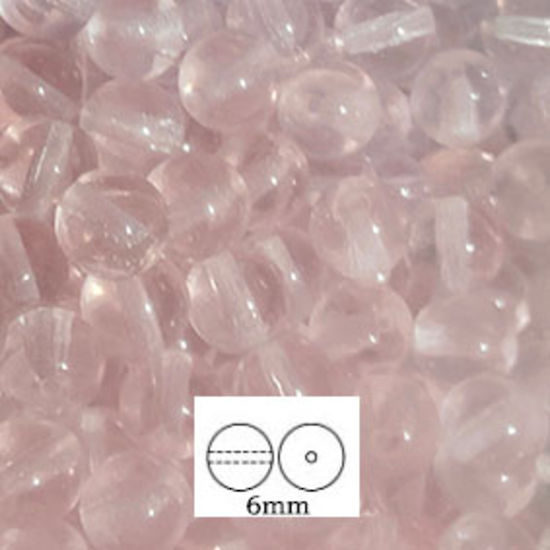 Glass Druk (Tiffany) Round Bead: 6mm - Light Pink
