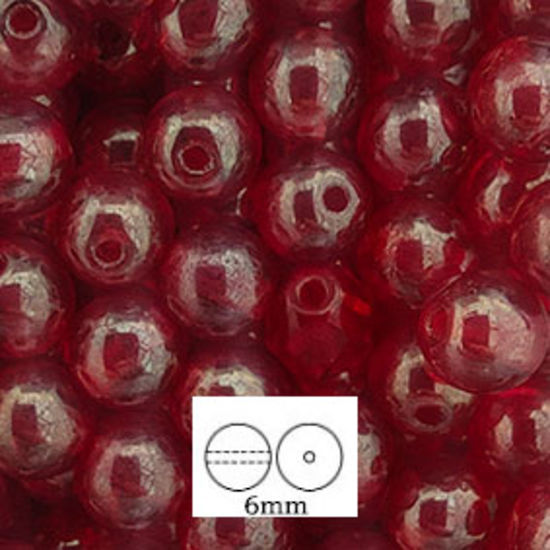 Glass Druk (Tiffany) Round Bead: 6mm - Coated Siam Lustre