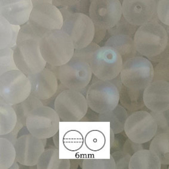 Glass Druk (Tiffany) Round Bead: 6mm - Matte Crystal AB