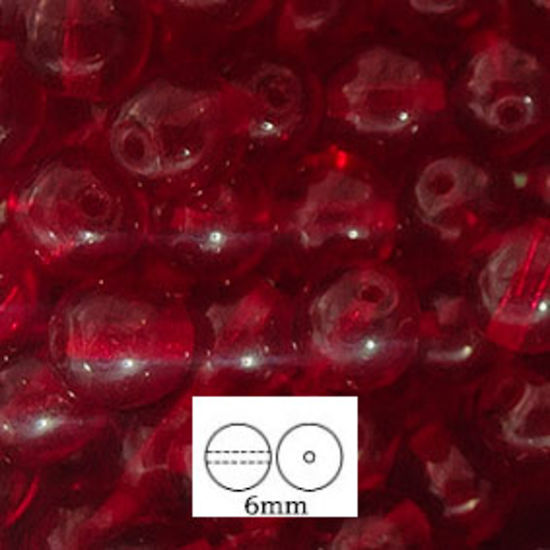 Glass Druk (Tiffany) Round Bead: 6mm - Siam