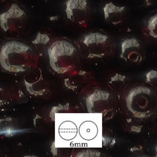 Glass Druk (Tiffany) Round Bead: 6mm - Dark Garnet